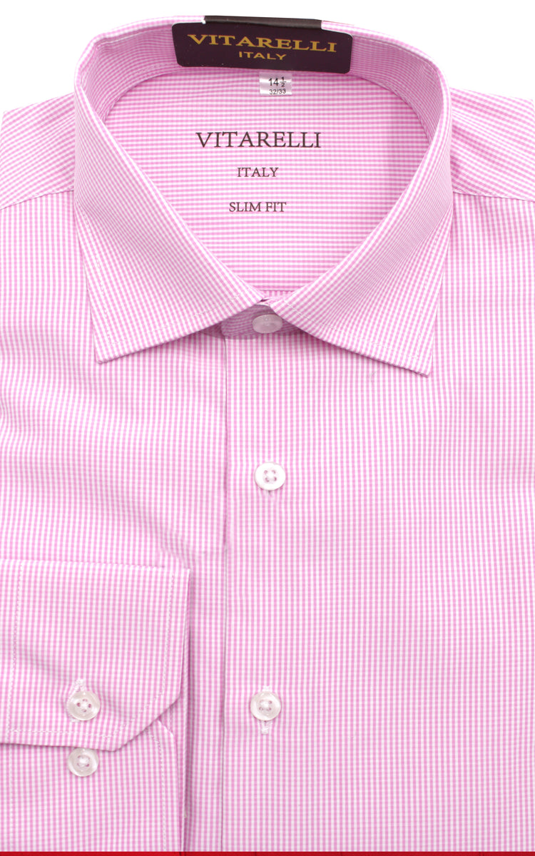 vitarelli dress shirts THE SUIT CO.,MINI CHECK-CONTRAST COLLR-DRESS SHIRTS-106-PINK – Portabella