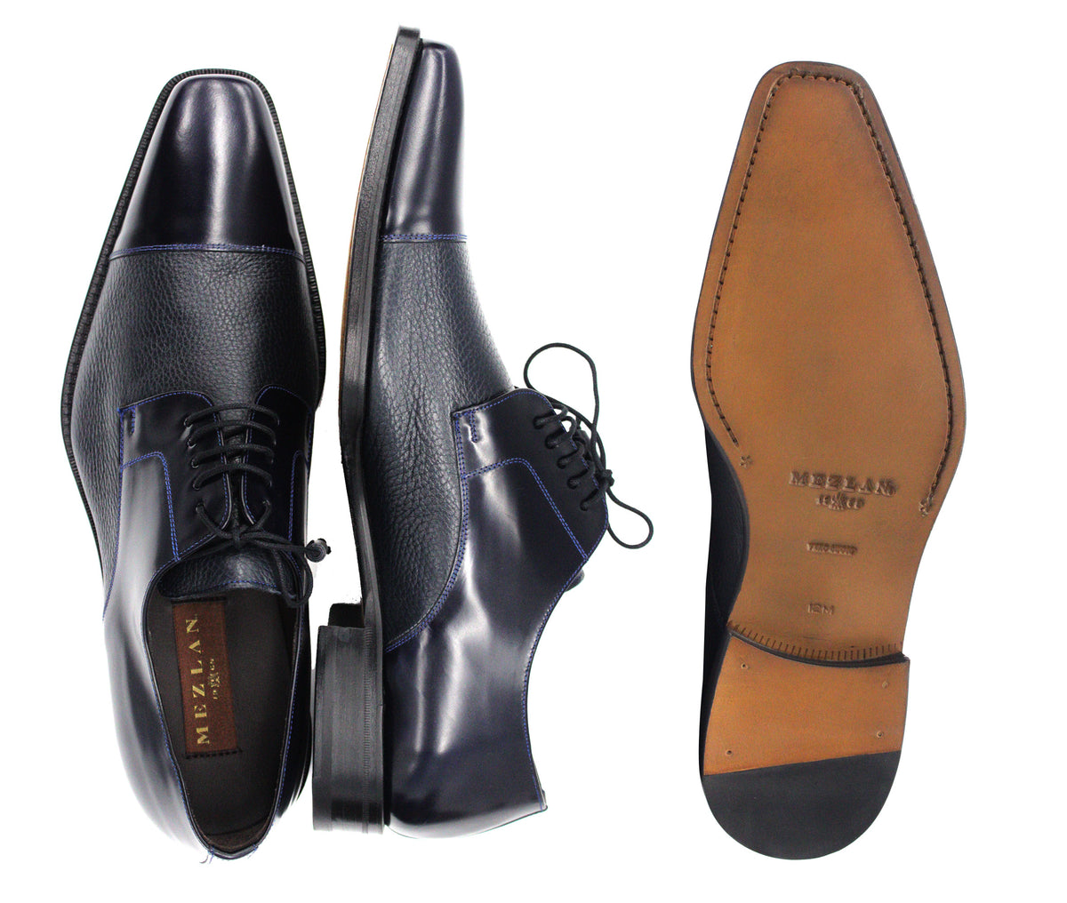 NEW MEZLAN men\'s soka cap toe shoe in blue Mezlan Soka 15089 Mens Black Leather Oxfords & Lace Ups Cap  main image 2