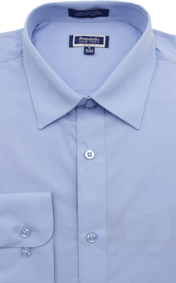 PORTABELLA,SOLIDSPREAD COLLARDRESS SHIRTSS2020BBLUE Portabella