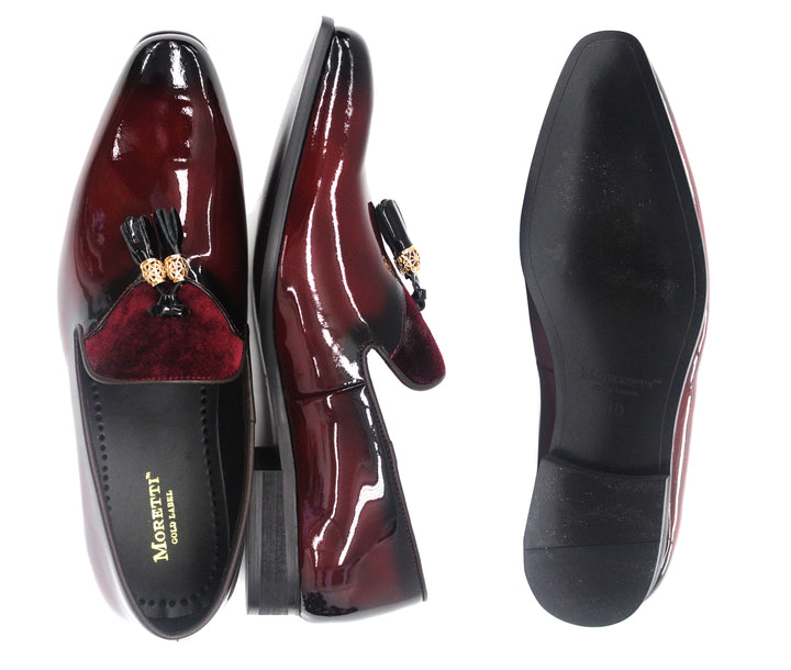 Moretti Plain Toe Slip On Shoes , M31989-BURGUNDY – Portabella display picture 1