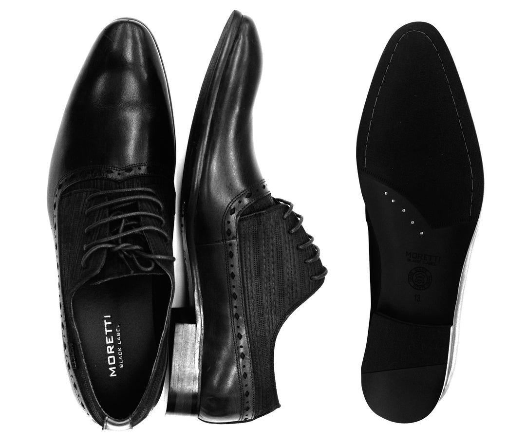 MORETTI,PLAIN TOE-LACE UP-SHOES-M31201-BLACK - Main Image