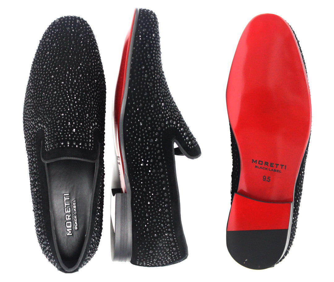 Moretti Black Label Mens Slip On Suede Loafers Shoes Red Size 10 Moretti Verona Velvet Smoking Loafers, Burgundy | Formal  main image 4
